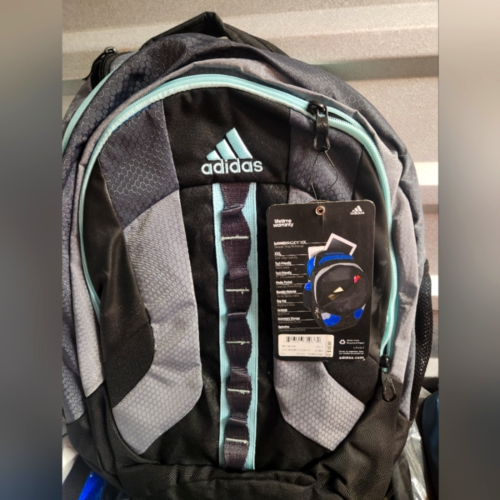 NWT Adidas Unisex Prime Backpack Black/Grey/Frozen Blue